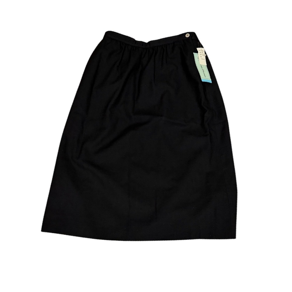 Vtg nwt 80s Evan-Picone Vintage Black Midi Skirt Silk Blend Size 14 career siren